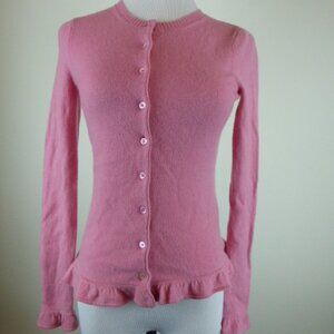 Collection 59 Bloomingdales Cashmere cardigan sweater pink ruffles XS Flaws